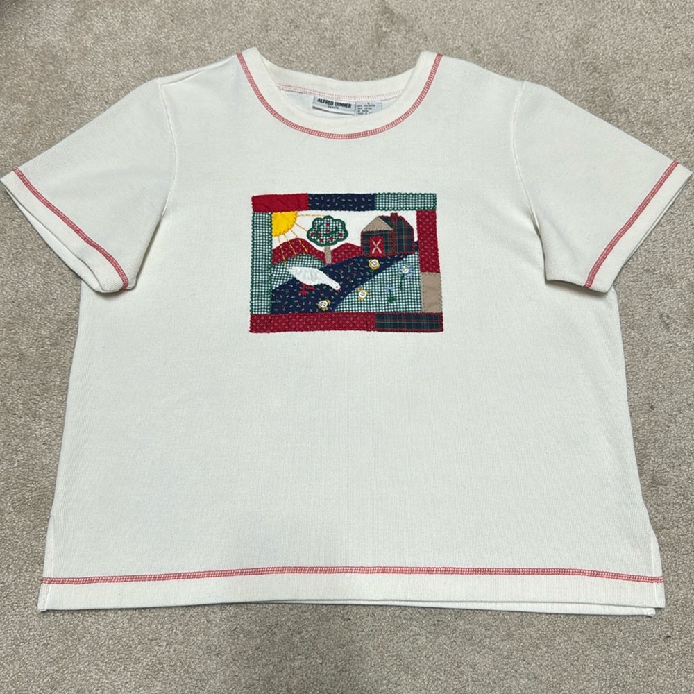 Alfred Dunner vintage embroidered quilt tee